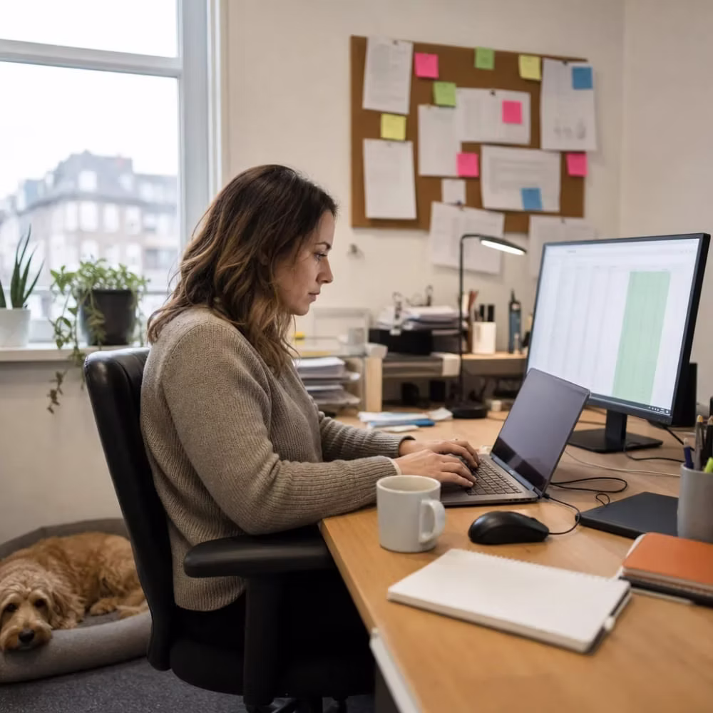 Woman writing content at a desk